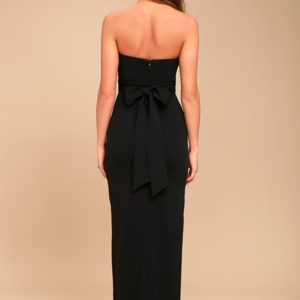 (Own the Night Black Strapless Maxi Dress)